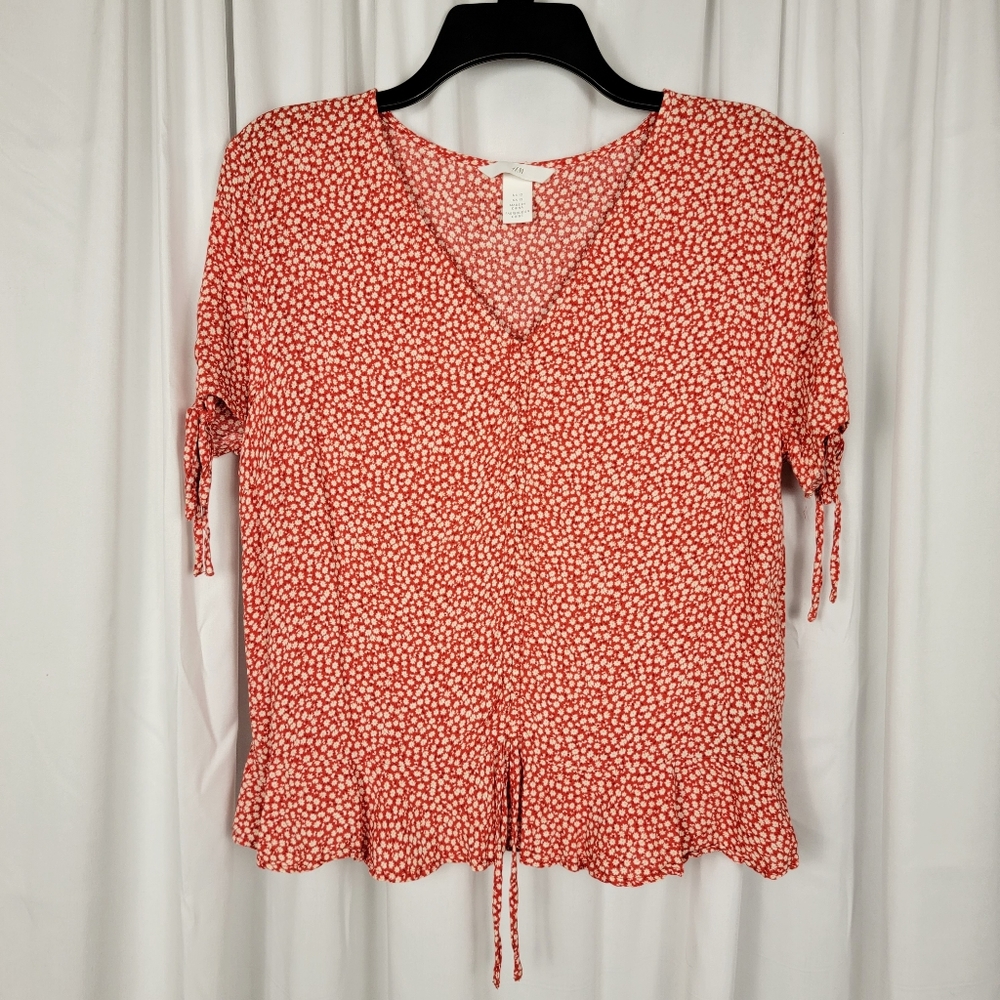 H&M Red Floral Blouse